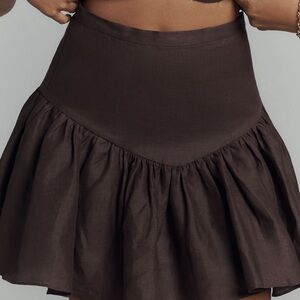 Bardot Armorette Linen Basque-Waist Mini Skirt